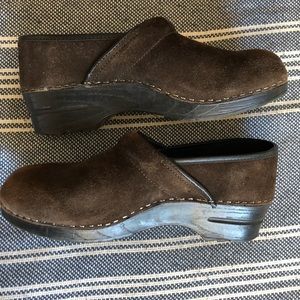 Brown suede Dansko clogs